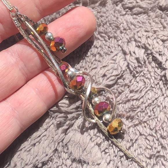 Hand crafted rainbow rhondelle crystal chandelier necklace - Picture 5 of 5